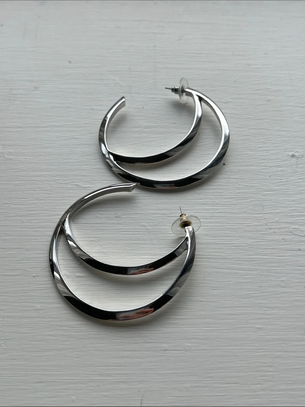 Vince Camuto Polished Silver Crescent Hoop Earrings